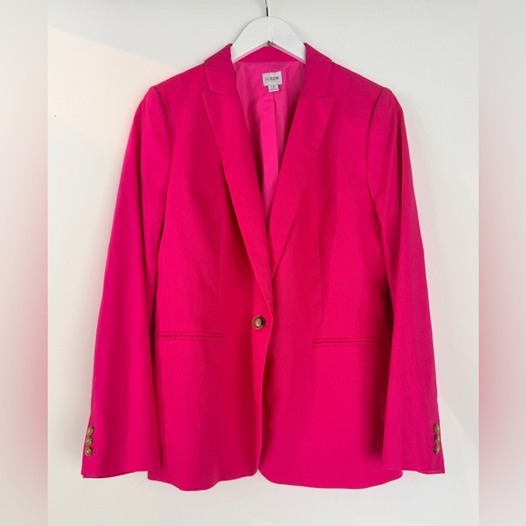 J. Crew Factory Pink Linen Blazer - Size 10 - Picture 2 of 11